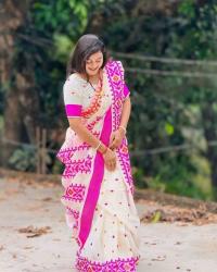 Half silk Screen Print Saree