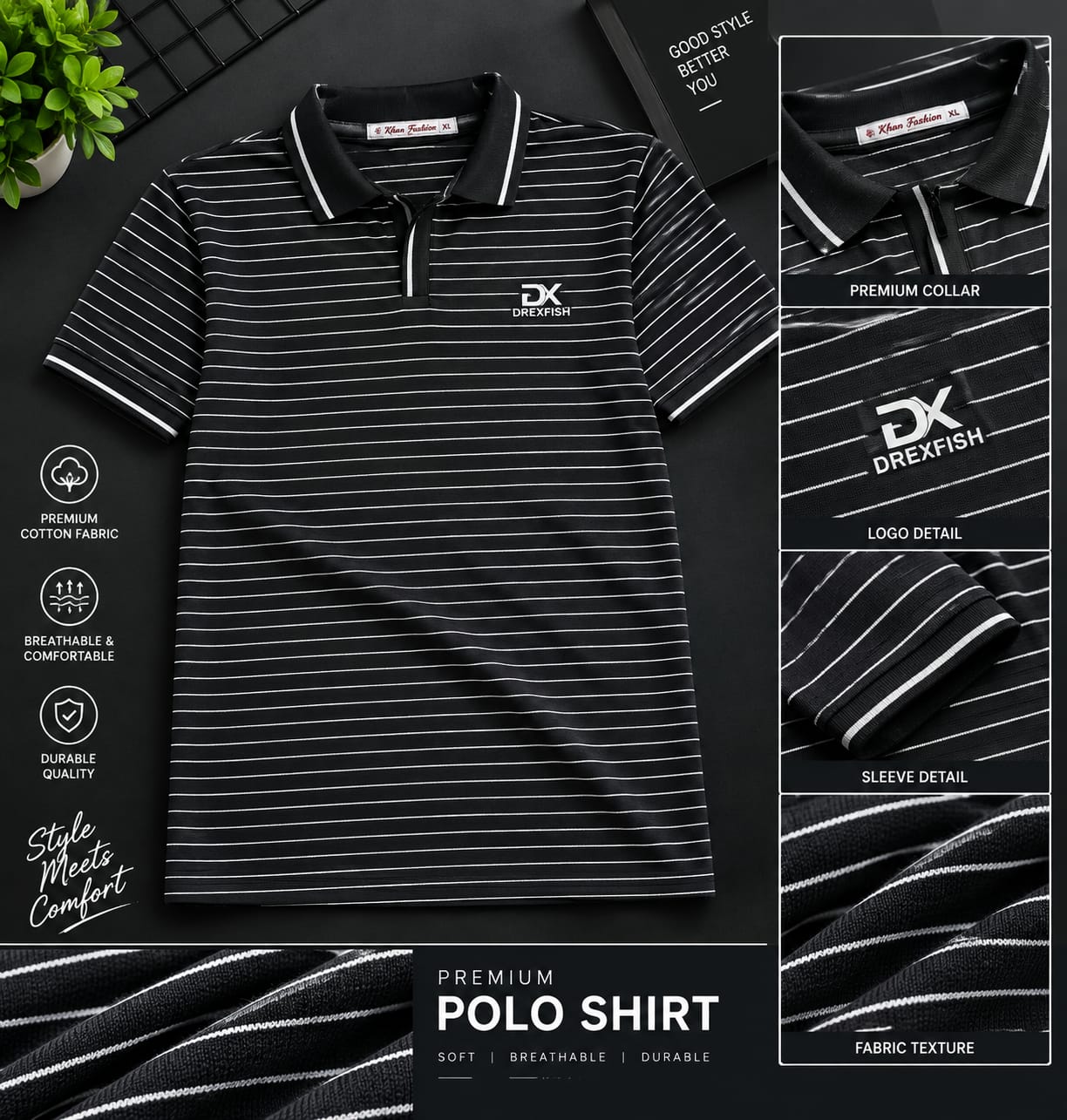 Trendy China Stripe V Neck Polo