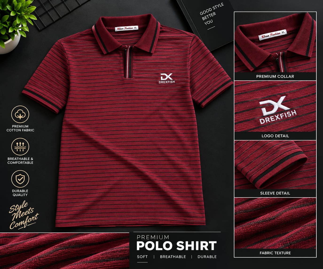 Trendy China Stripe V Neck Polo