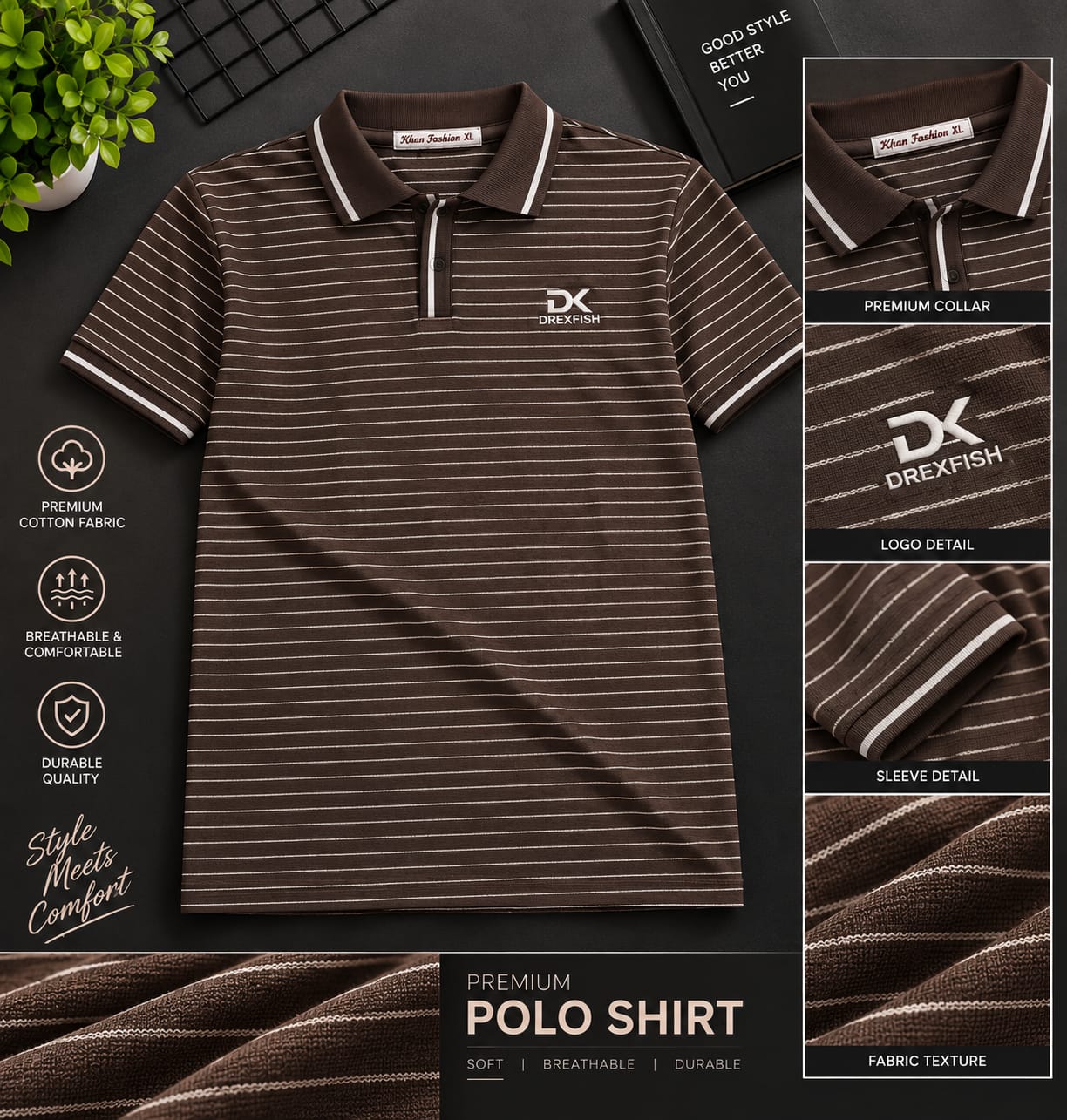 Trendy China Stripe V Neck Polo