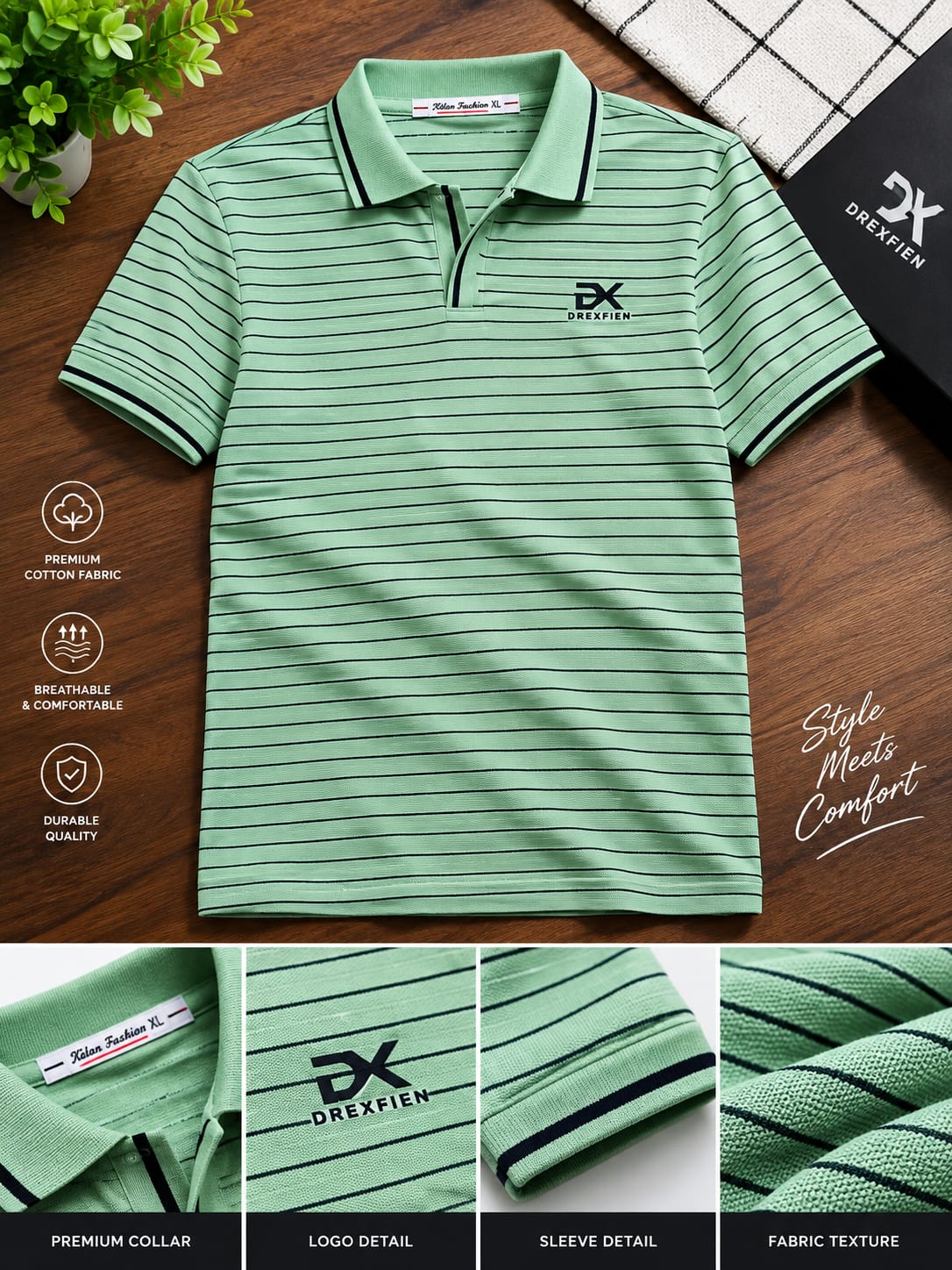 Trendy China Stripe V Neck Polo