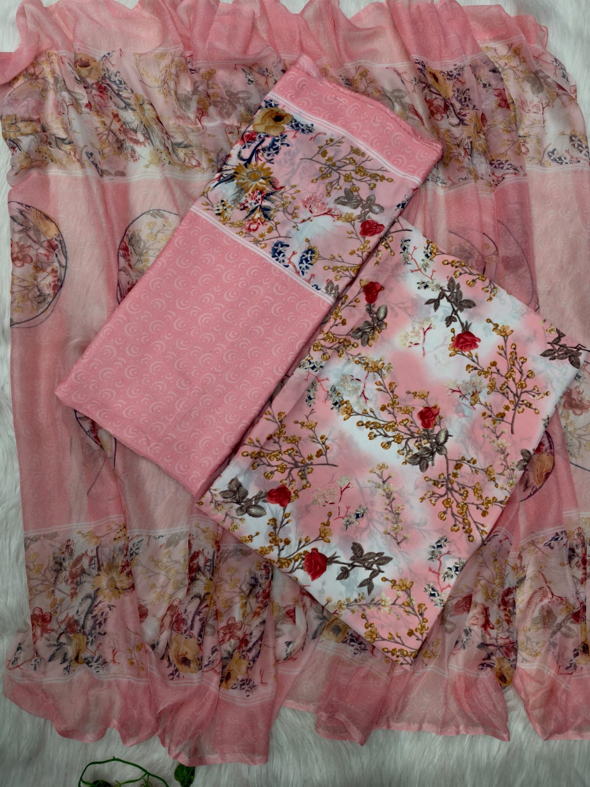 Indian Risika Silk Unstitch Three Piece