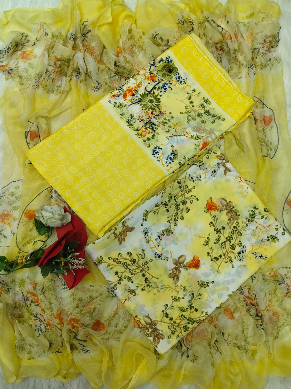 Indian Risika Silk Unstitch Three Piece