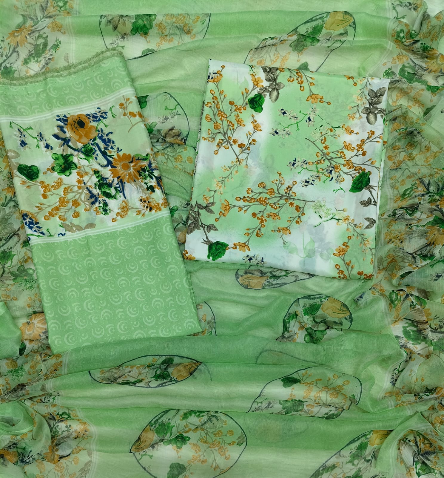 Indian Risika Silk Unstitch Three Piece