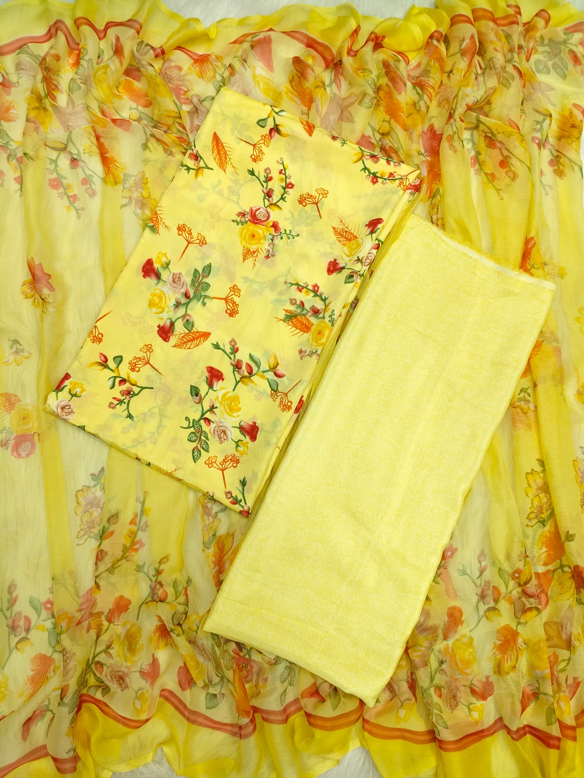 Indian Risika Silk Unstitch Three Piece
