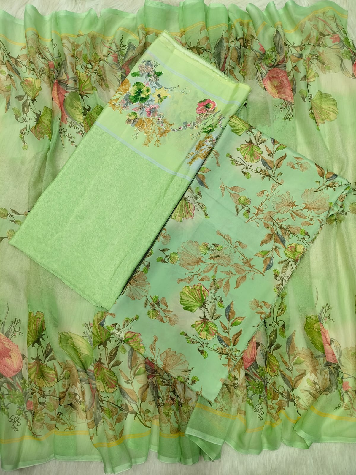 Indian Risika Silk Unstitch Three Piece