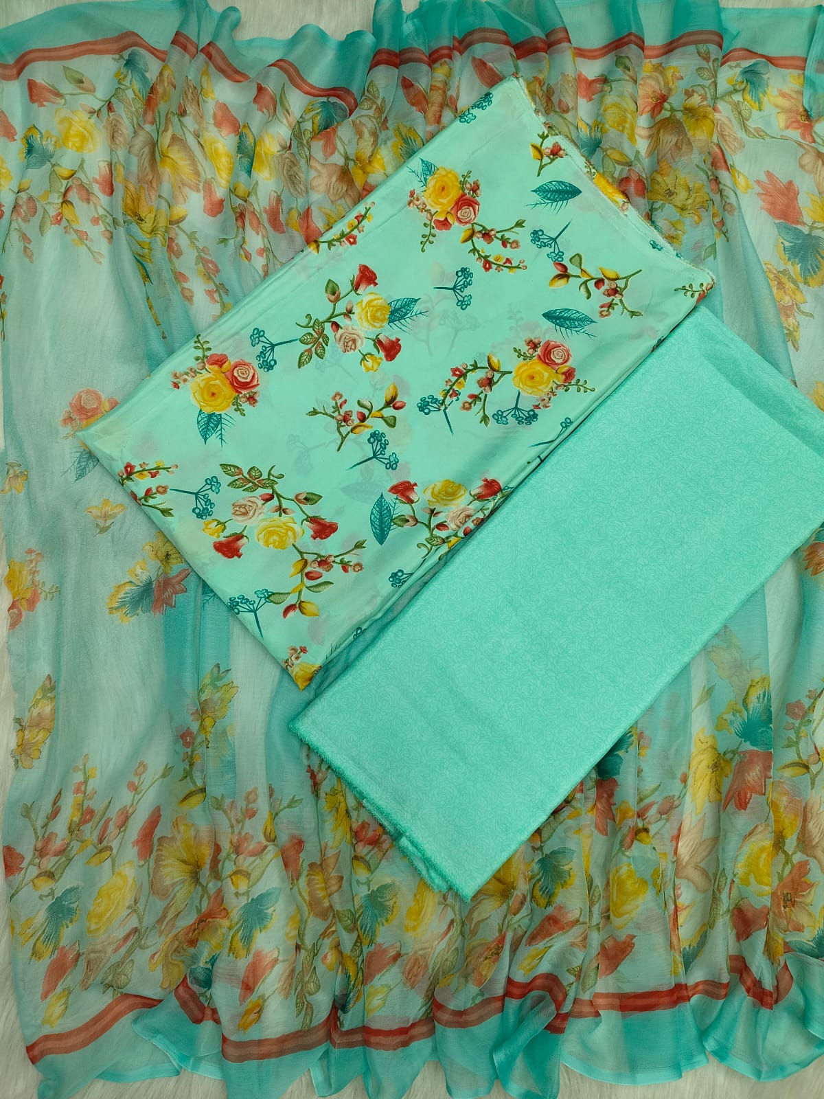 Indian Risika Silk Unstitch Three Piece