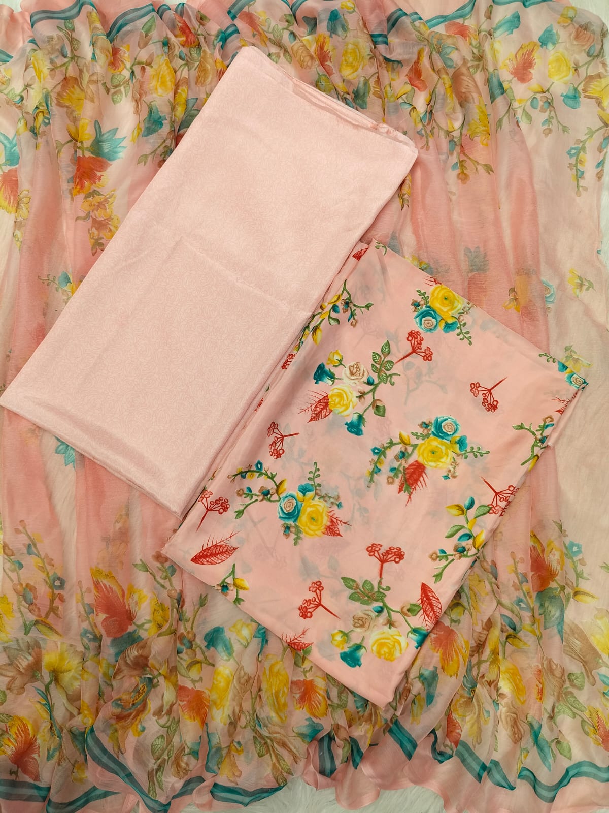 Indian Risika Silk Unstitch Three Piece