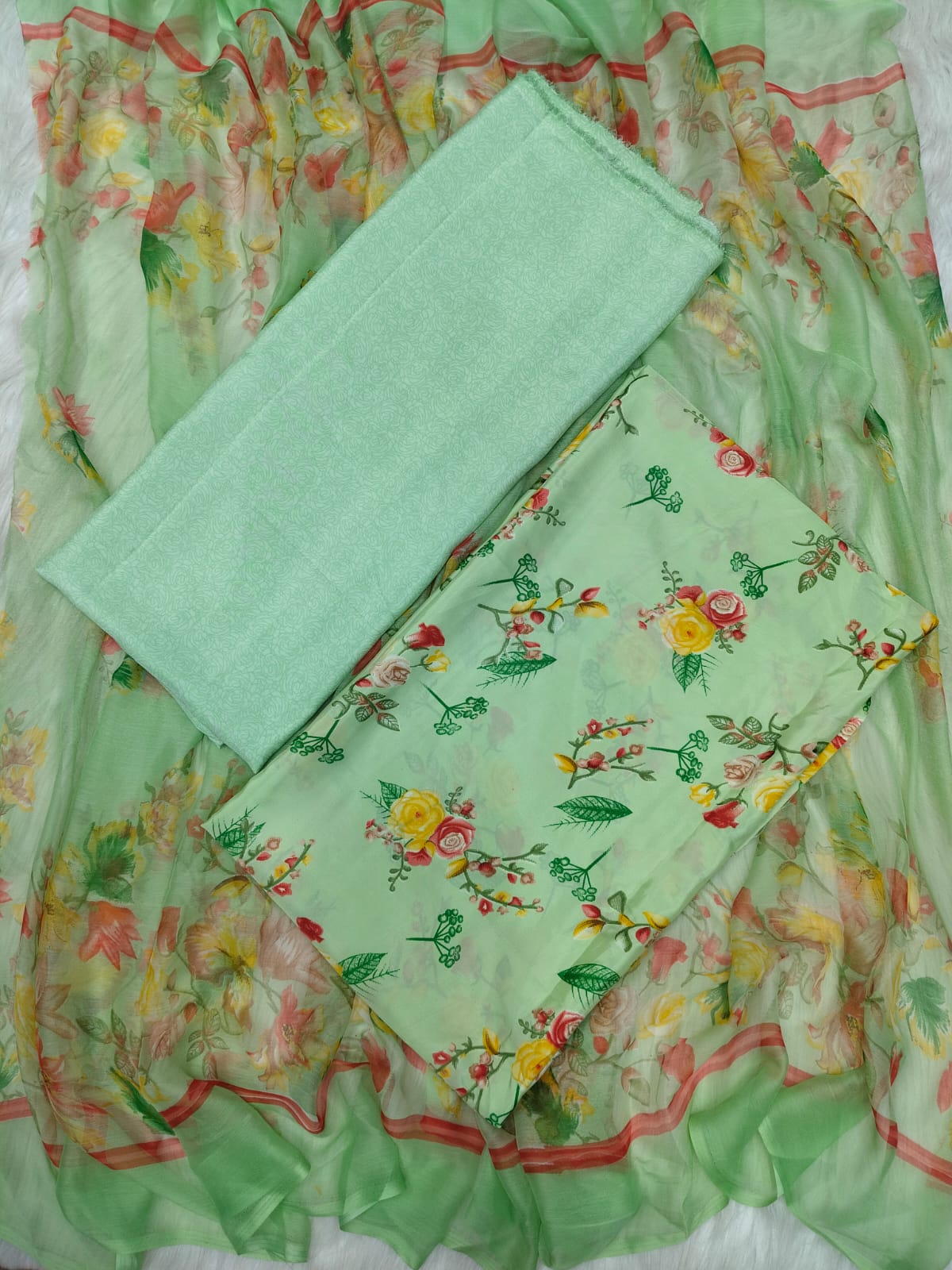 Indian Risika Silk Unstitch Three Piece