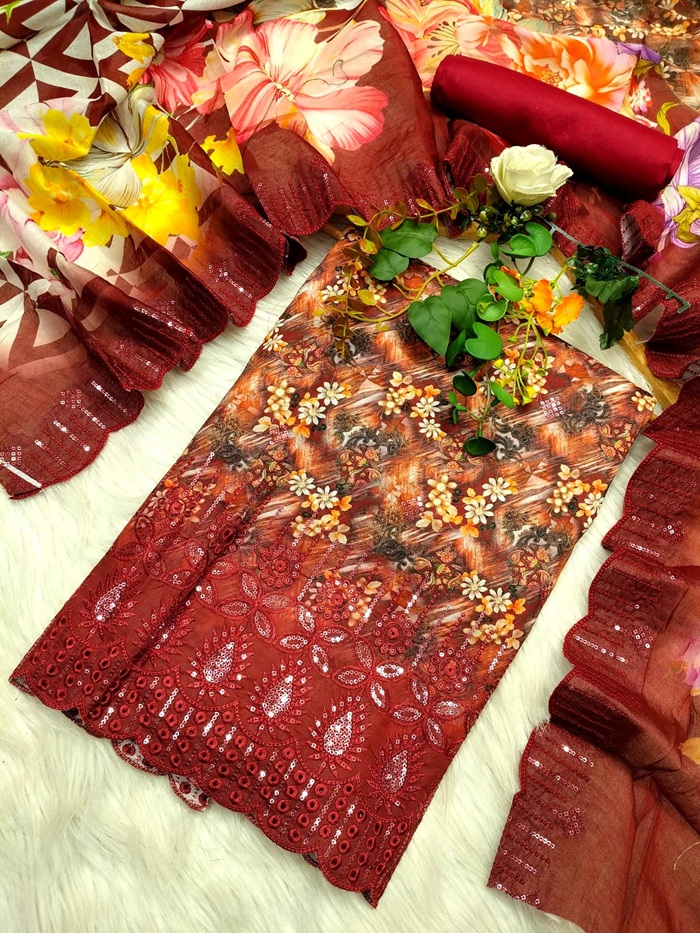 Pakistani Masalar Unstitch Three Piece