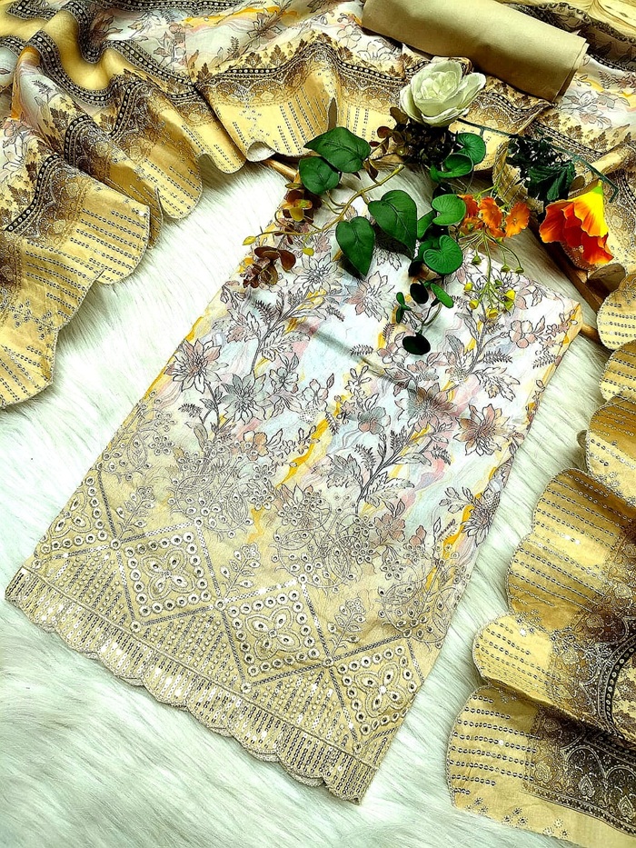 Pakistani Masalar Unstitch Three Piece