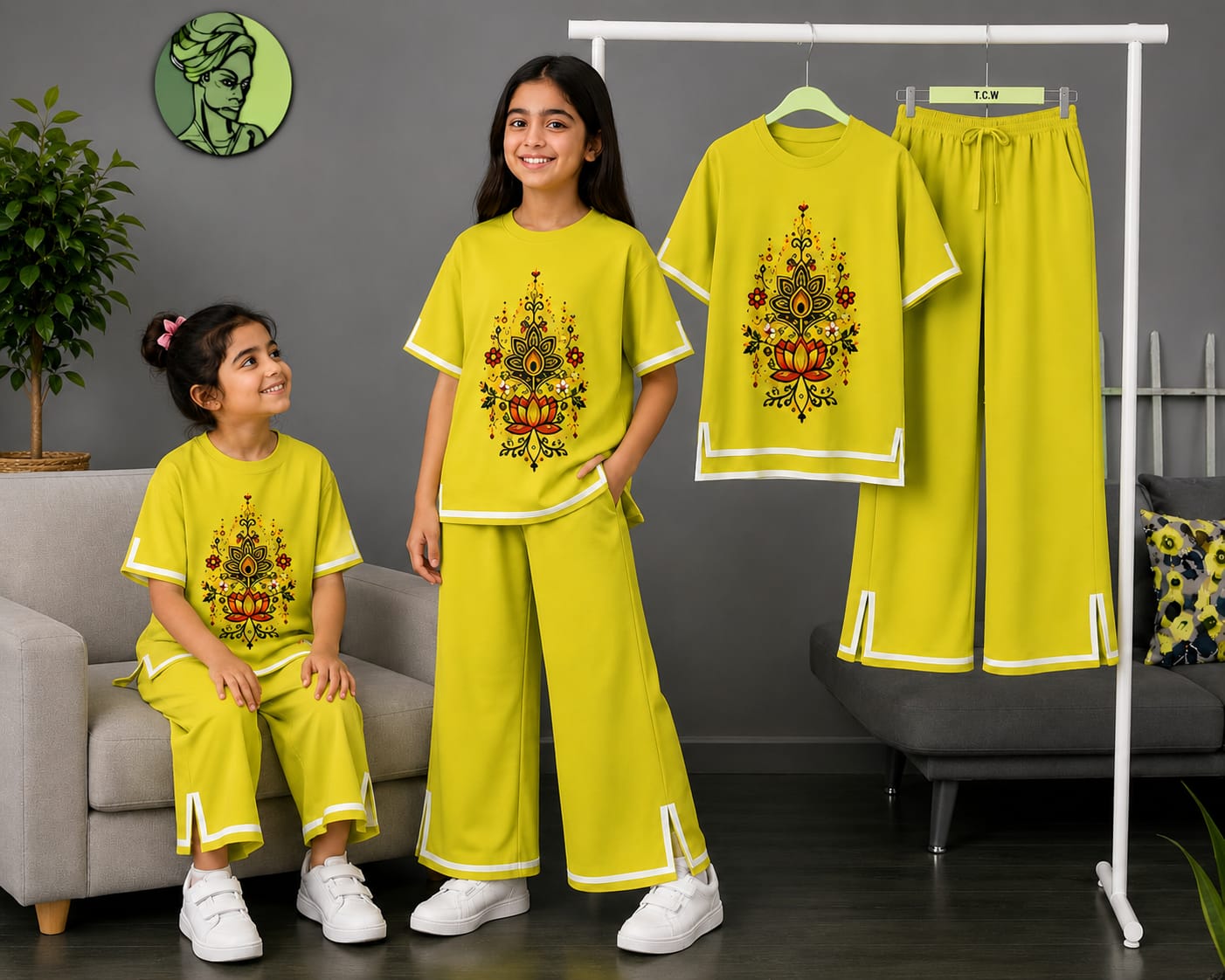 Kids Puja Tshirt and Pant Set
