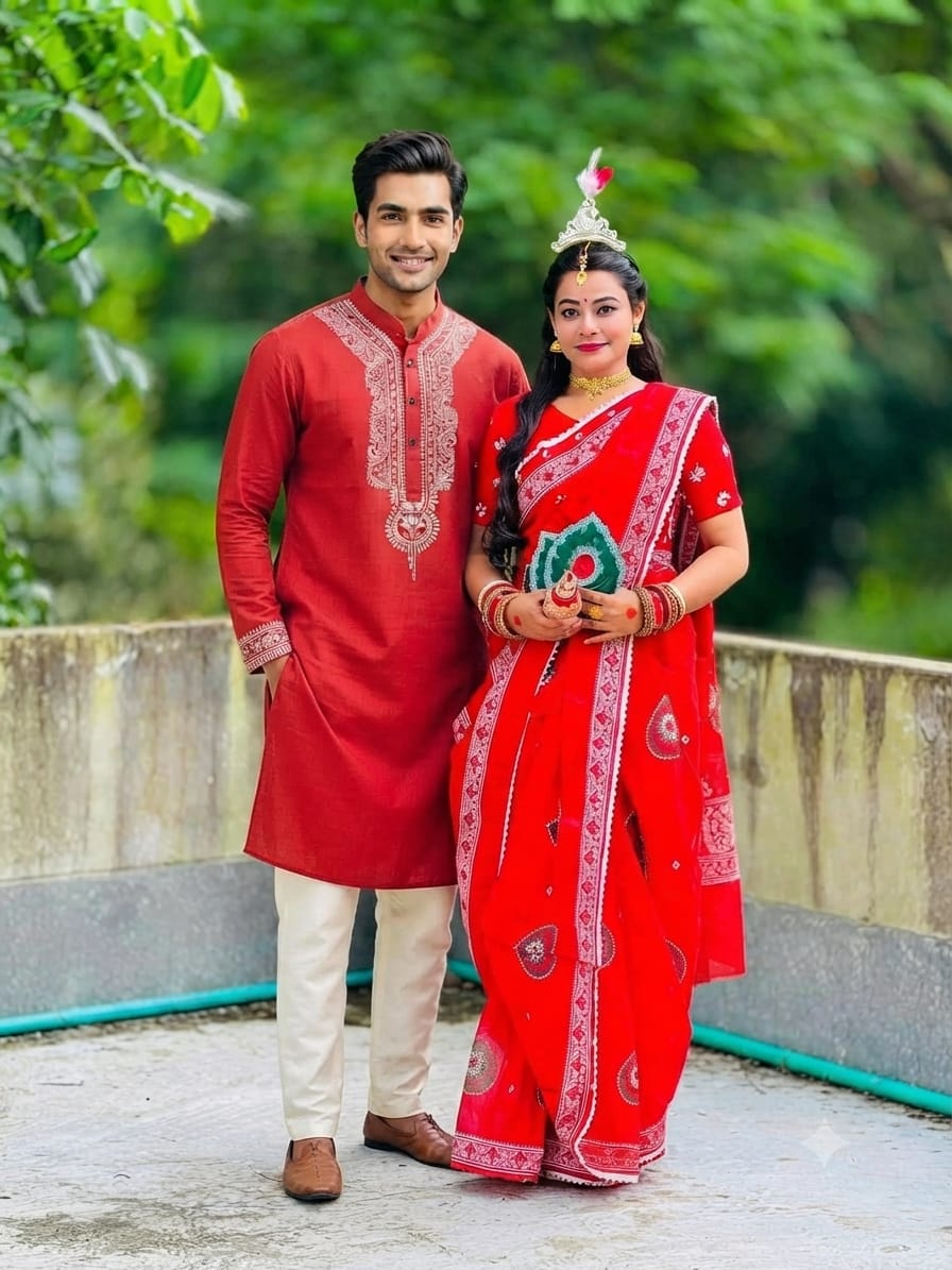 Panjabi Sharee Couple Dress with Blouse Piece