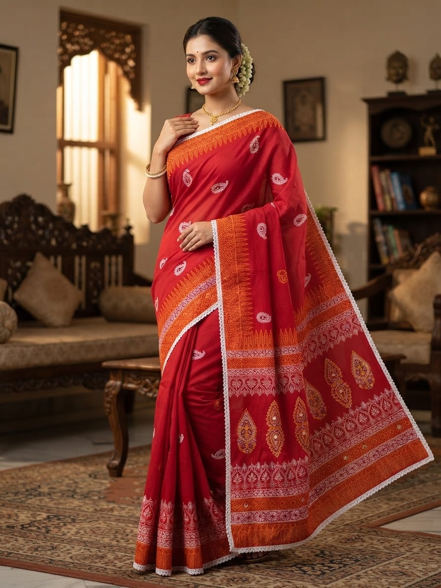 Khadi Suti Sharee with Less Work and Blouse Piece