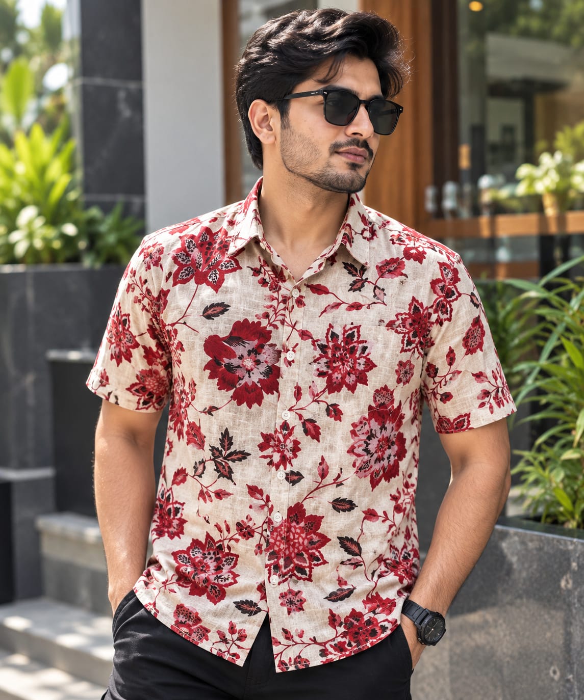 Print Shirt Cotton Half Sleeve For Men's
