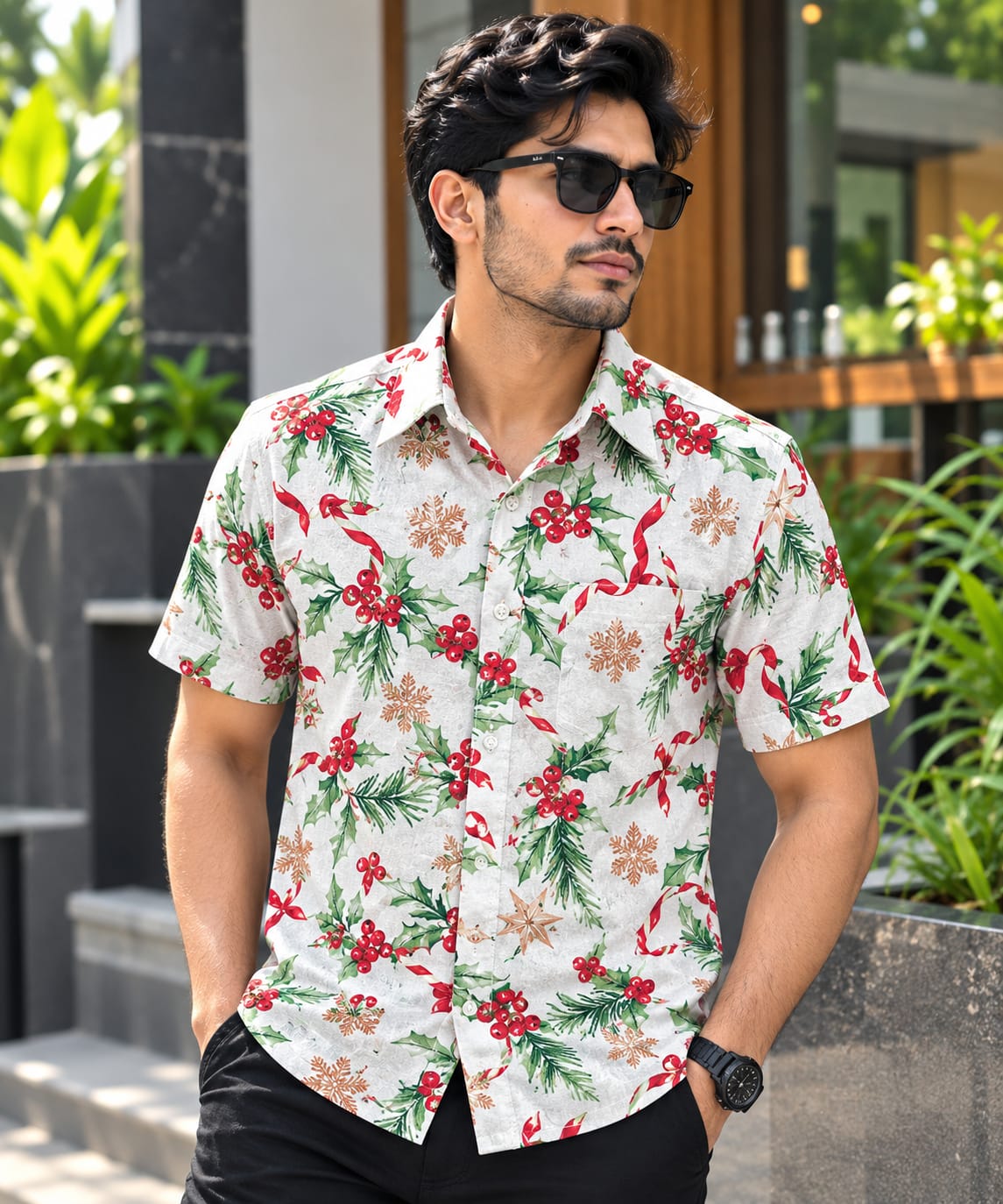 Print Shirt Cotton Half Sleeve For Men's
