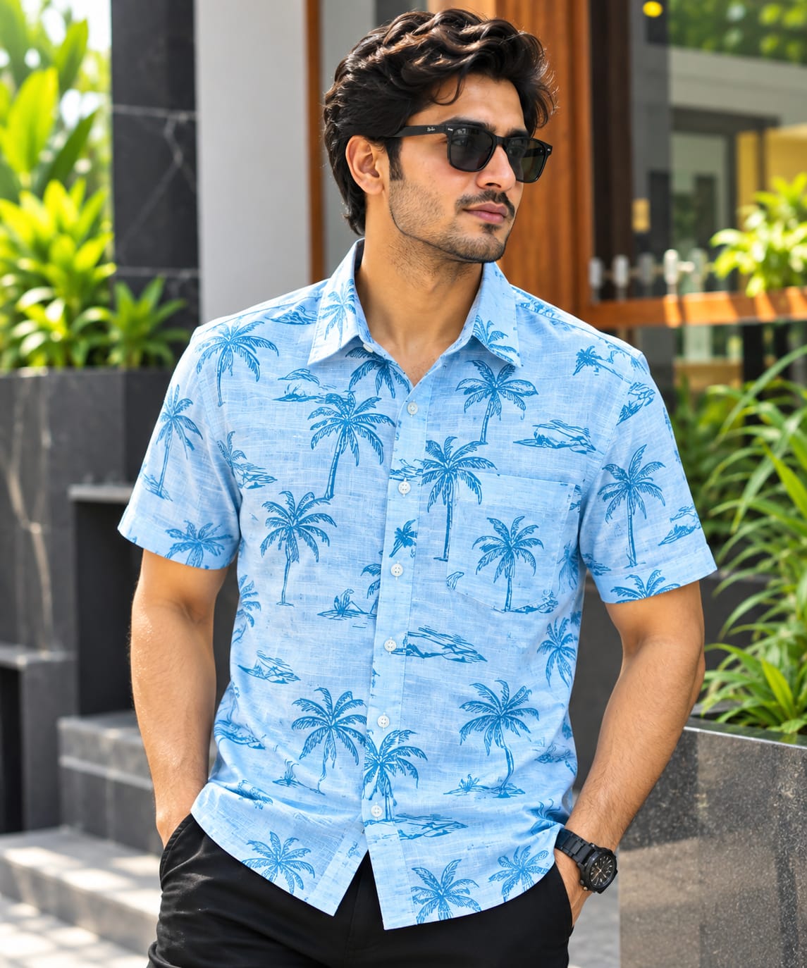 Print Shirt Cotton Half Sleeve For Men's