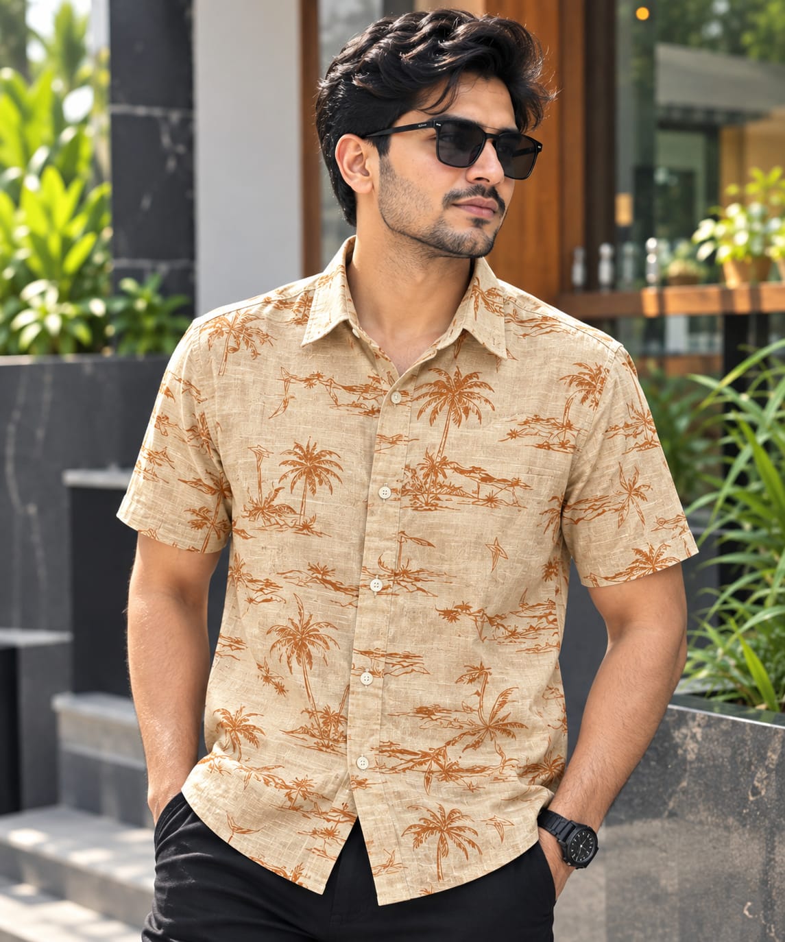 Print Shirt Cotton Half Sleeve For Men's