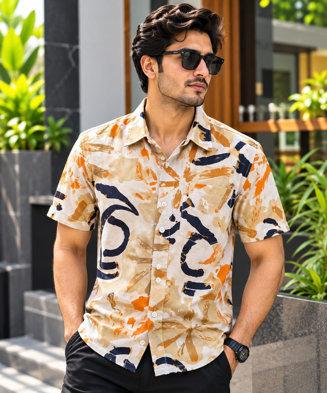 Print Shirt Cotton Half Sleeve For Men's