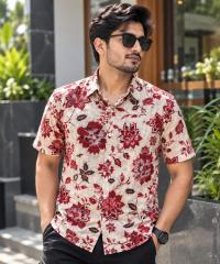Print Shirt Cotton Half Sleeve For Men's