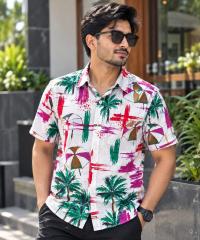 Print Shirt Cotton Half Sleeve For Men's