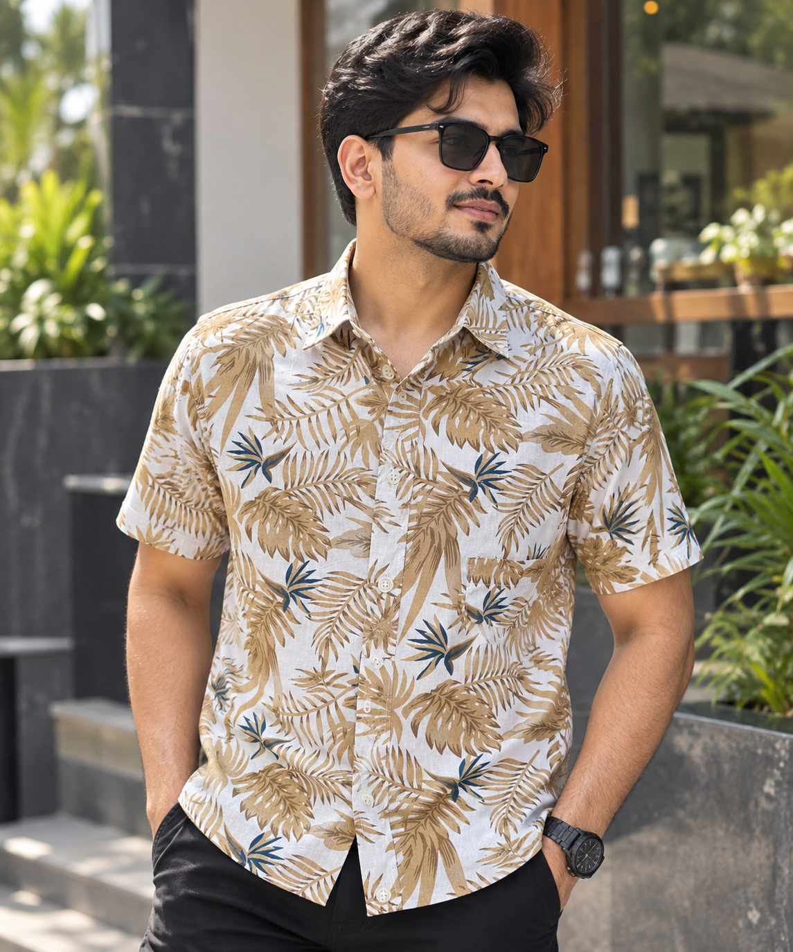 Print Shirt Cotton Half Sleeve For Men's