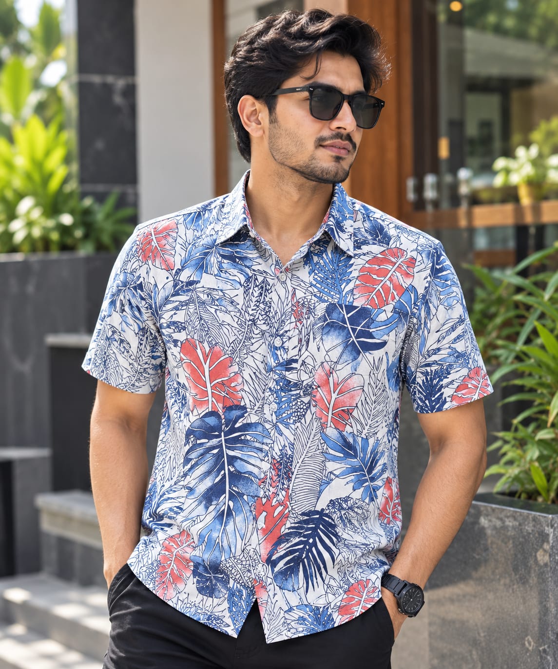 Print Shirt Cotton Half Sleeve For Men's