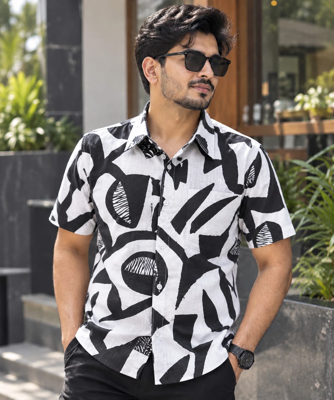 Print Shirt Cotton Half Sleeve For Men's