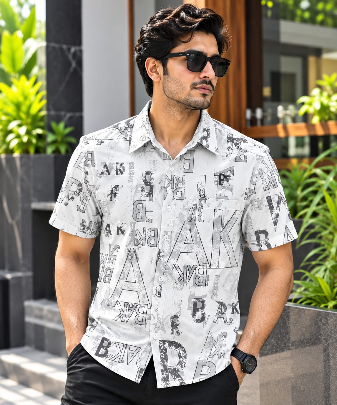 Print Shirt Cotton Half Sleeve For Men's