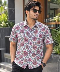 Print Shirt Cotton Half Sleeve For Men's