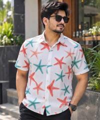 Print Shirt Cotton Half Sleeve For Men's