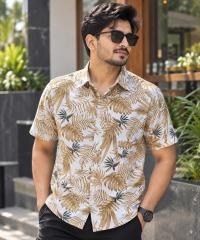 Print Shirt Cotton Half Sleeve For Men's