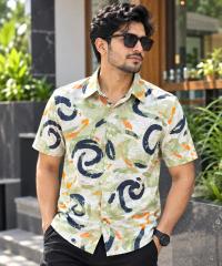 Print Shirt Cotton Half Sleeve For Men's