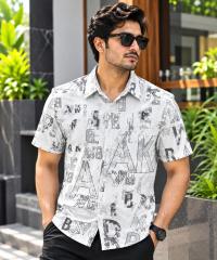 Print Shirt Cotton Half Sleeve For Men's