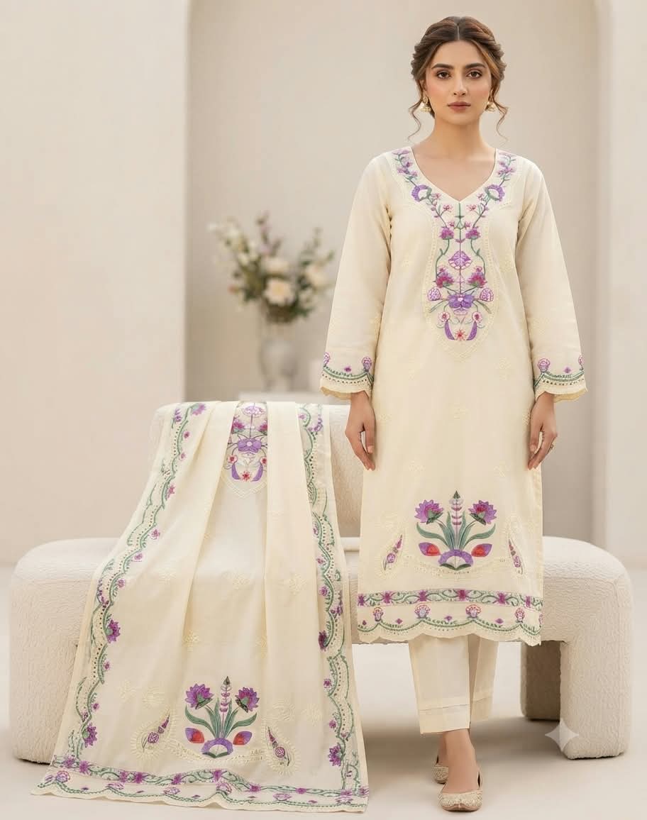 Embroidery Readymade Three Piece