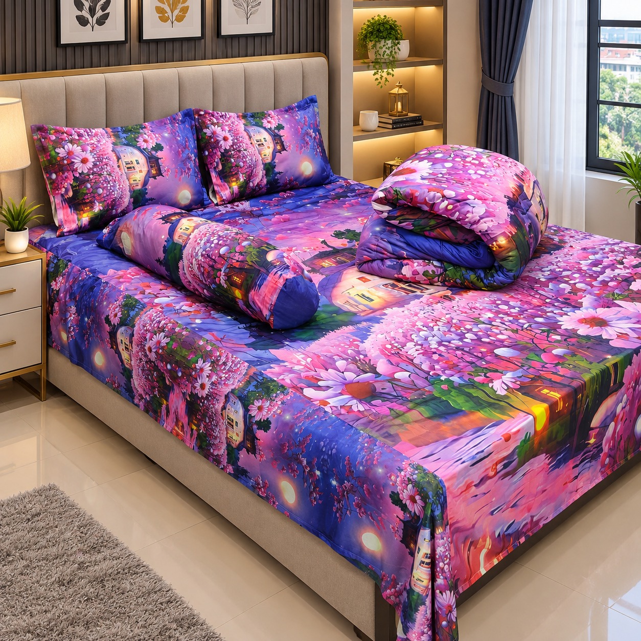 5 Pieces 3D Print Comforter Set