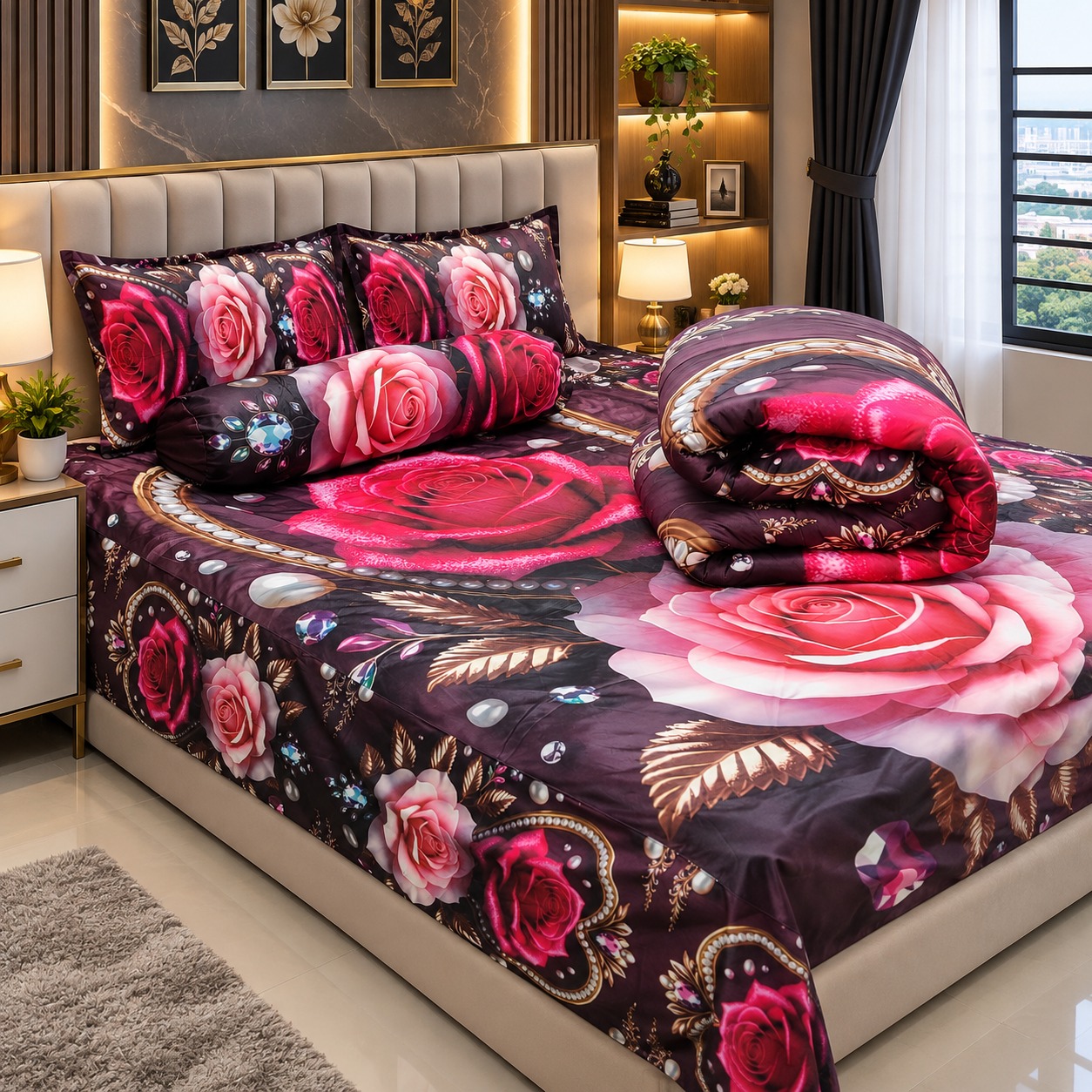 5 Pieces 3D Print Comforter Set