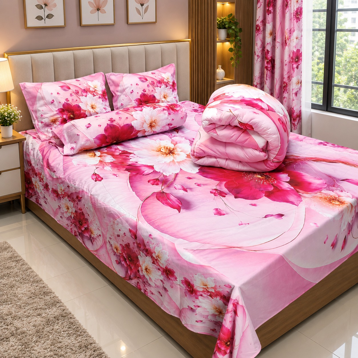 5 Pieces 3D Print Comforter Set