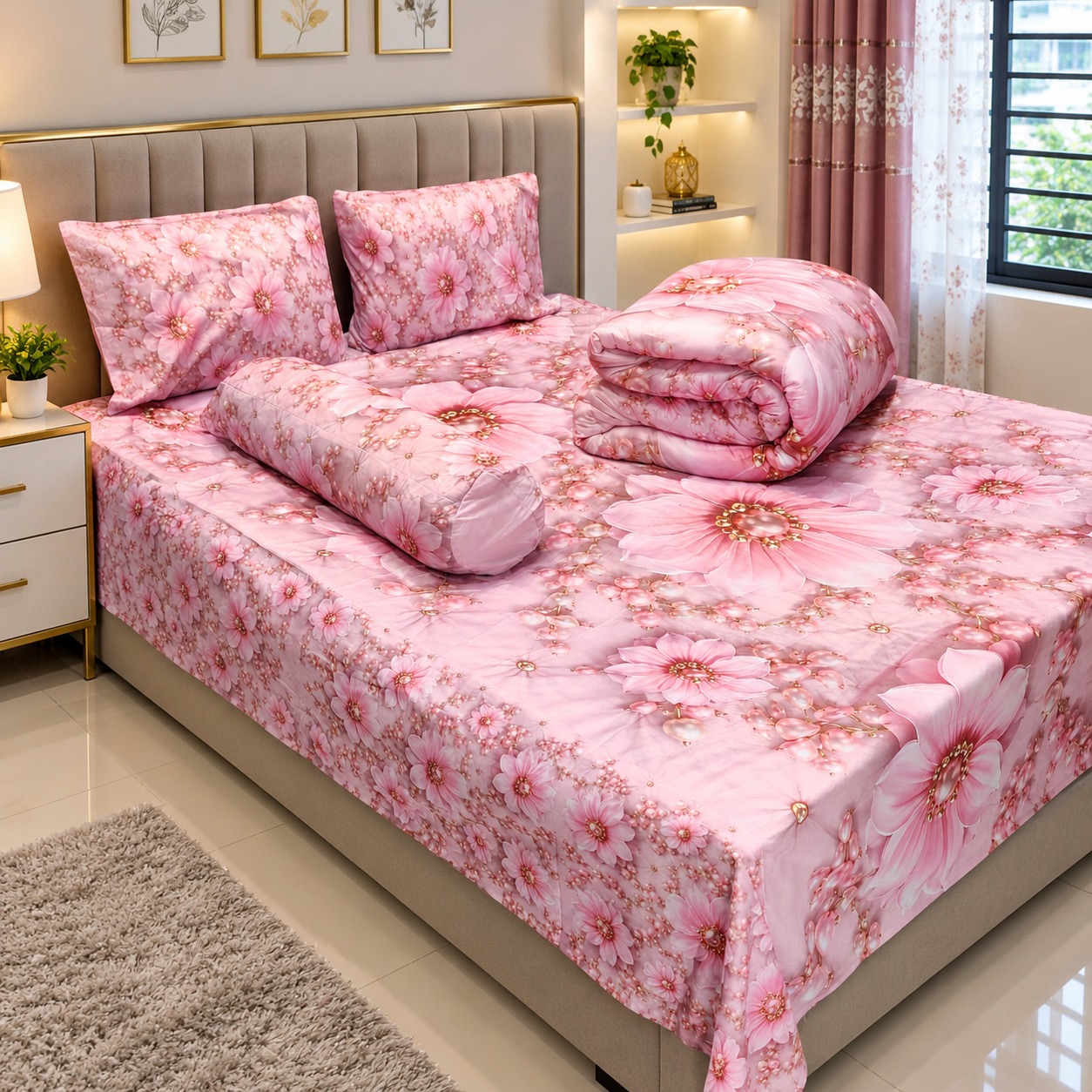5 Pieces 3D Print Comforter Set