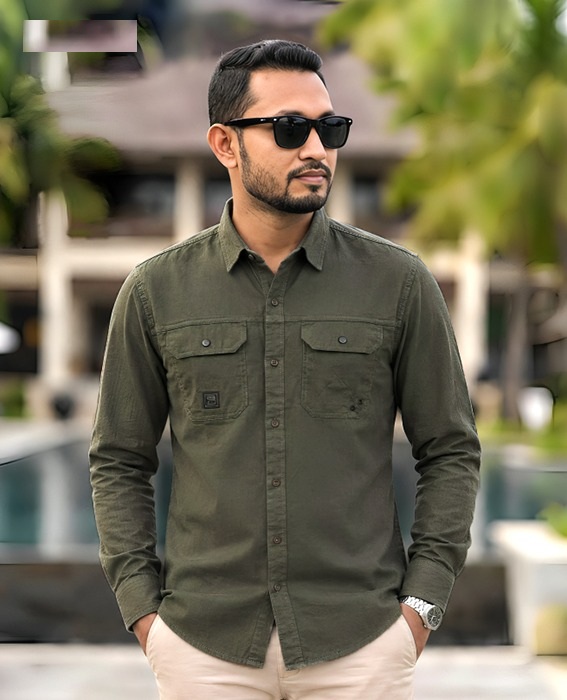 Premium Kaiser Cotton Double Pocket Shirt