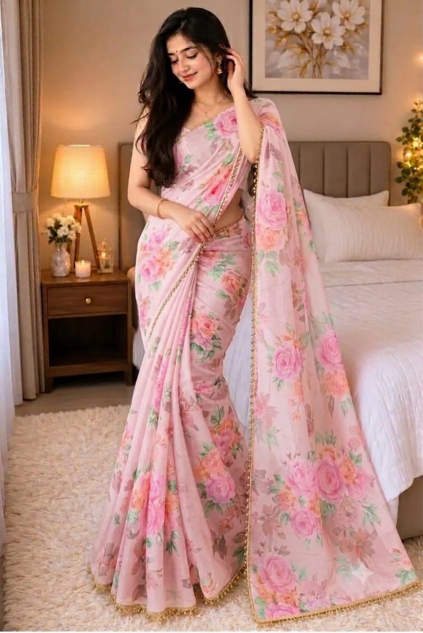 Premium Soft Georgette Saree with Pearl Work