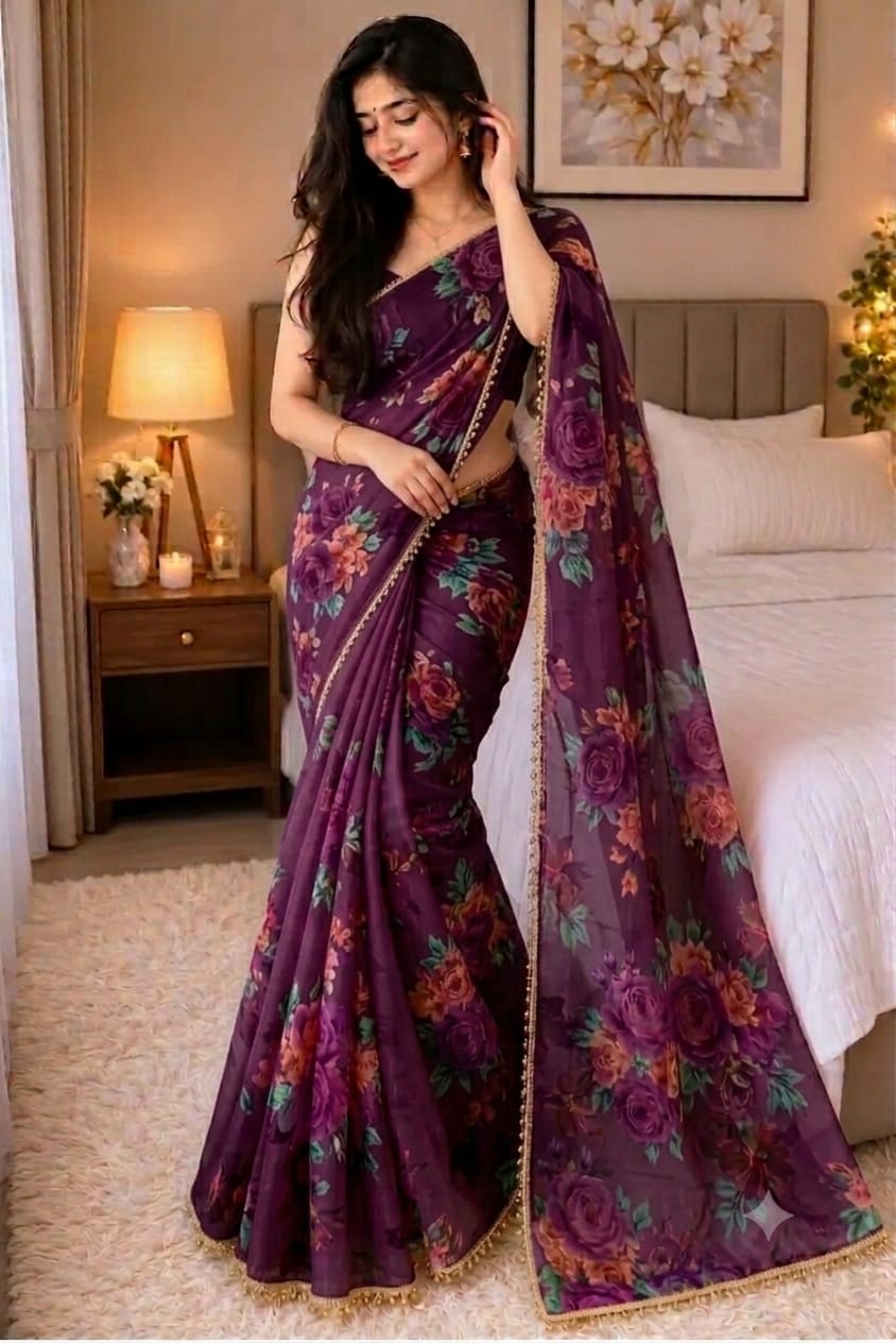 Premium Soft Georgette Saree with Pearl Work