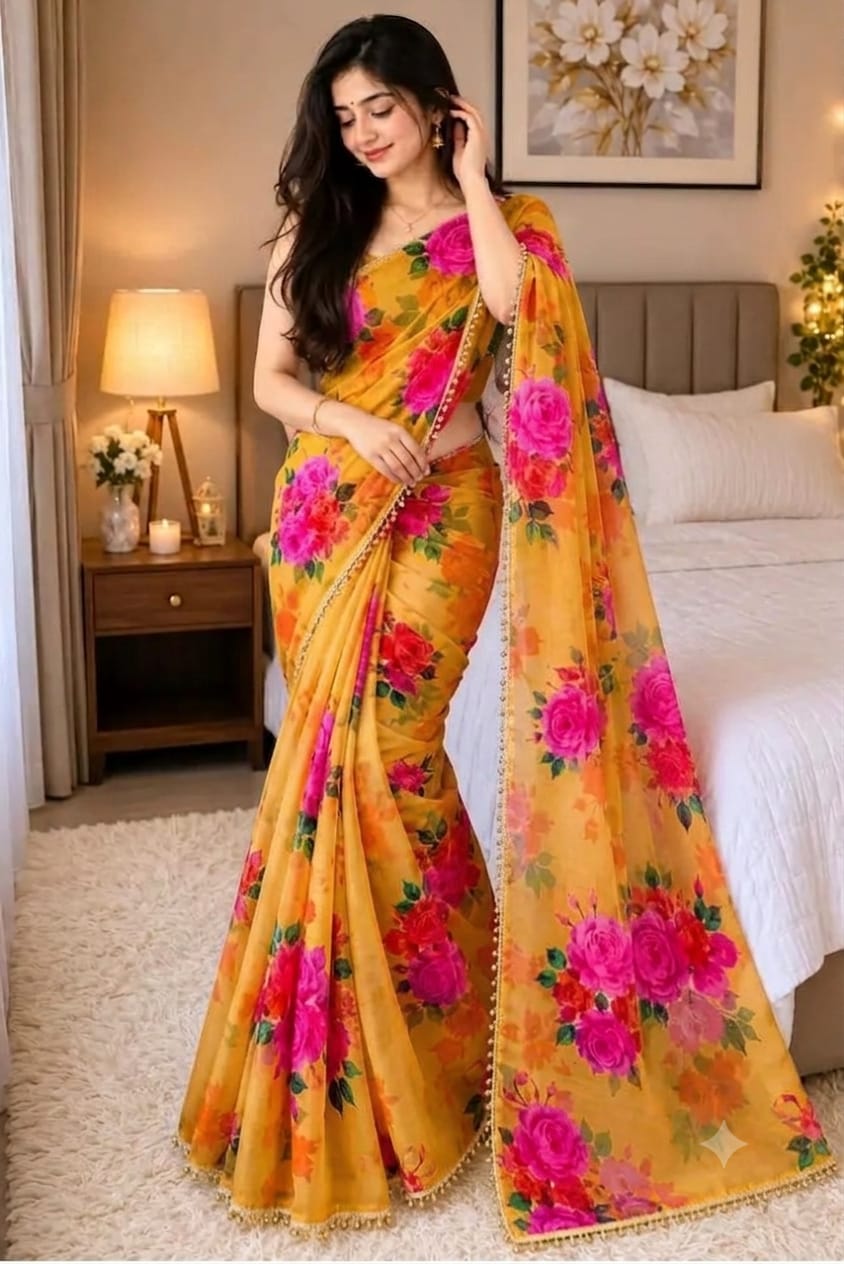 Premium Soft Georgette Saree with Pearl Work