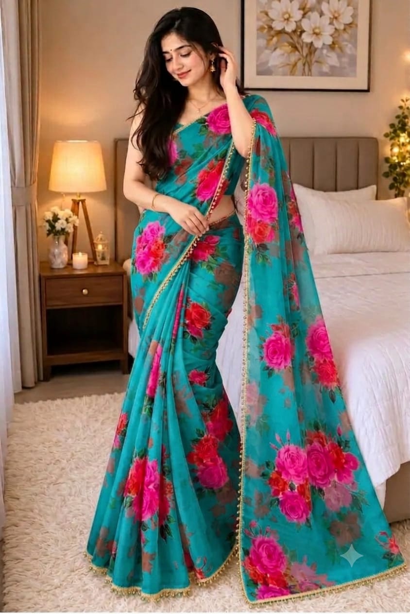 Premium Soft Georgette Saree with Pearl Work