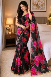 Premium Soft Georgette Saree with Pearl Work
