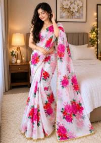 Premium Soft Georgette Saree with Pearl Work