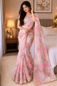 Premium Soft Georgette Saree with Pearl Work