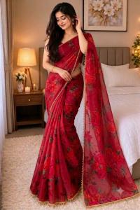 Premium Soft Georgette Saree with Pearl Work