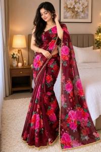 Premium Soft Georgette Saree with Pearl Work