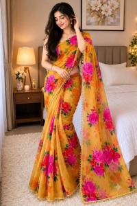 Premium Soft Georgette Saree with Pearl Work